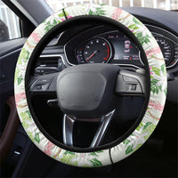 Monstera Tiare Plumeria Lei Pattern Steering Wheel Cover Green Version LT01 - Polynesian Pride