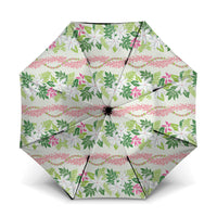Monstera Tiare Plumeria Lei Pattern Umbrella Green Version LT01 One Size Folded 11.42 inch Opened Diameter 37.4 inch Green - Polynesian Pride