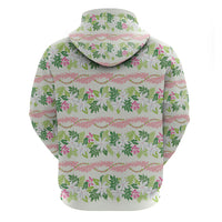 Monstera Tiare Plumeria Lei Pattern Zip Hoodie Green Version LT01 - Polynesian Pride