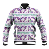 Monstera Tiare Plumeria Lei Pattern Baseball Jacket Purple Version LT01 Unisex Purple - Polynesian Pride
