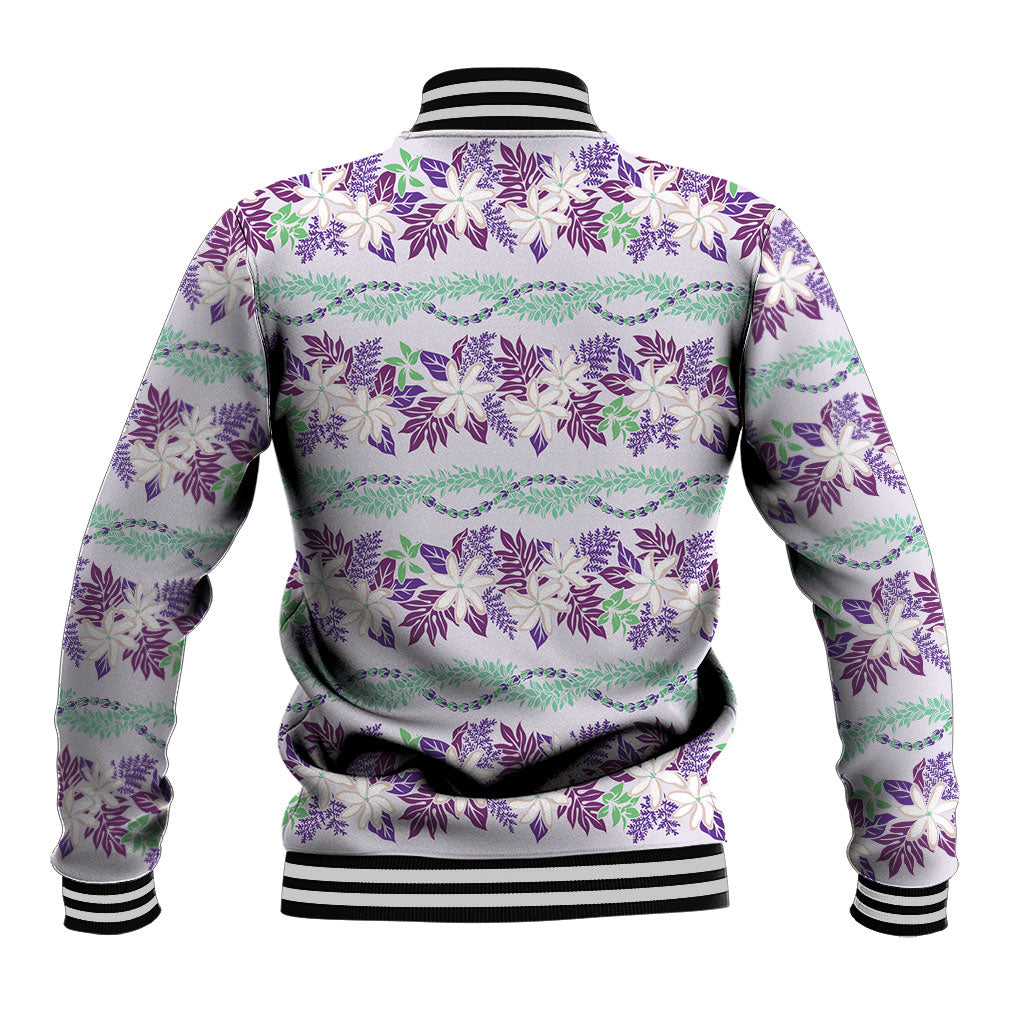 Monstera Tiare Plumeria Lei Pattern Baseball Jacket Purple Version LT01 - Polynesian Pride