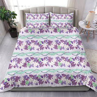 Monstera Tiare Plumeria Lei Pattern Bedding Set Purple Version LT01 - Polynesian Pride