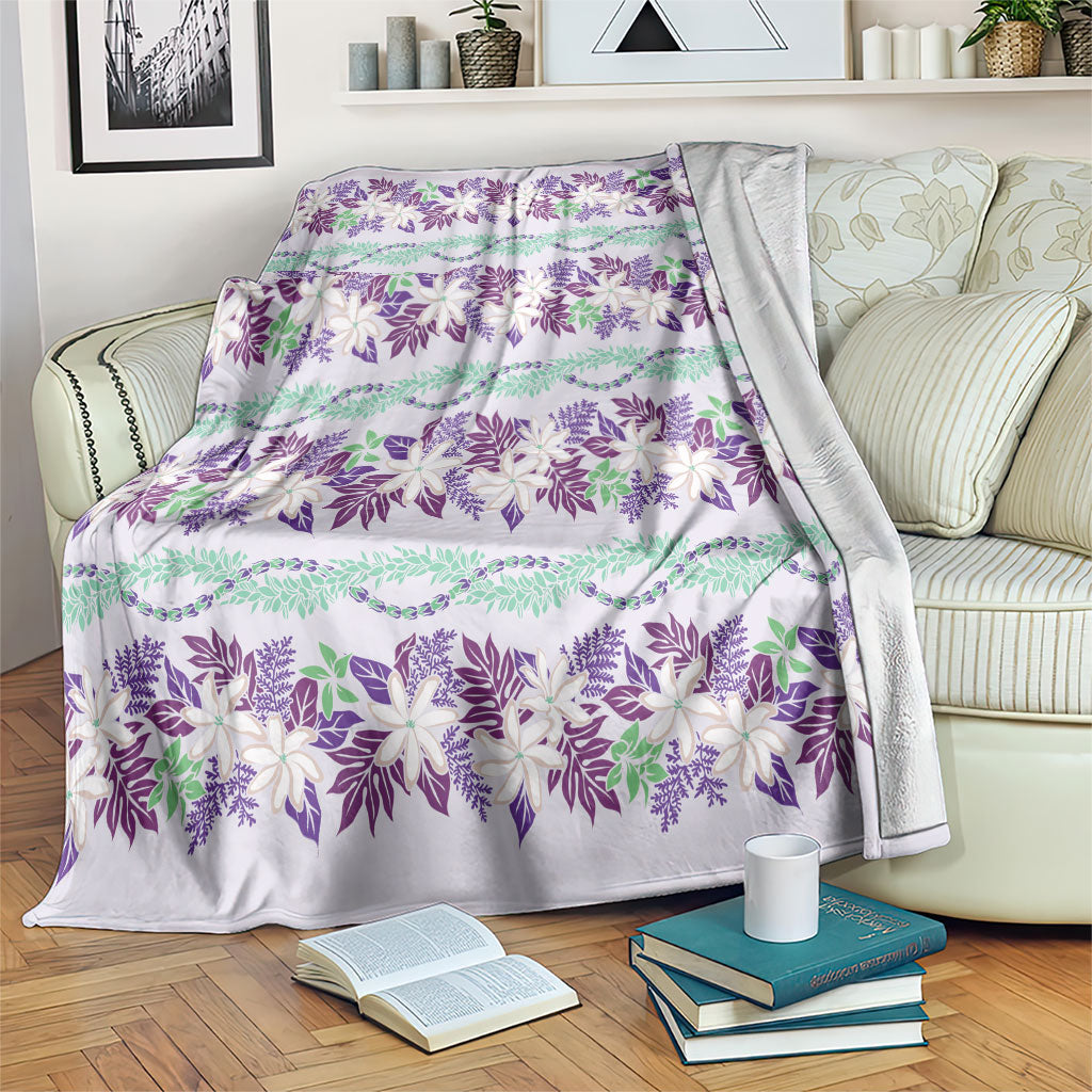 Monstera Tiare Plumeria Lei Pattern Blanket Purple Version LT01 Purple - Polynesian Pride