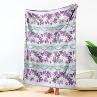 Monstera Tiare Plumeria Lei Pattern Blanket Purple Version LT01 - Polynesian Pride