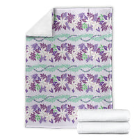 Monstera Tiare Plumeria Lei Pattern Blanket Purple Version LT01 - Polynesian Pride