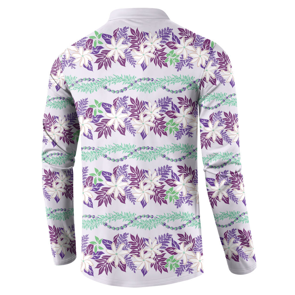 Monstera Tiare Plumeria Lei Pattern Button Sweatshirt Purple Version LT01 - Polynesian Pride