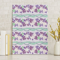 Monstera Tiare Plumeria Lei Pattern Canvas Wall Art Purple Version LT01 Without Frame Purple - Polynesian Pride