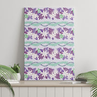 Monstera Tiare Plumeria Lei Pattern Canvas Wall Art Purple Version LT01 - Polynesian Pride