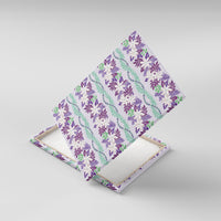 Monstera Tiare Plumeria Lei Pattern Canvas Wall Art Purple Version LT01 With Frame Purple - Polynesian Pride