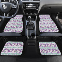Monstera Tiare Plumeria Lei Pattern Car Mats Purple Version LT01 Set 4pcs Purple - Polynesian Pride