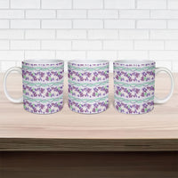 Monstera Tiare Plumeria Lei Pattern Ceramic Mug Purple Version LT01 - Polynesian Pride