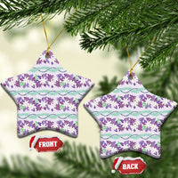 Monstera Tiare Plumeria Lei Pattern Ceramic Ornament Purple Version LT01 Star Purple - Polynesian Pride