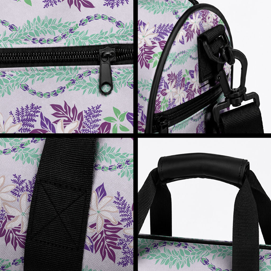 Monstera Tiare Plumeria Lei Pattern Duffle Bag Purple Version LT01 - Polynesian Pride