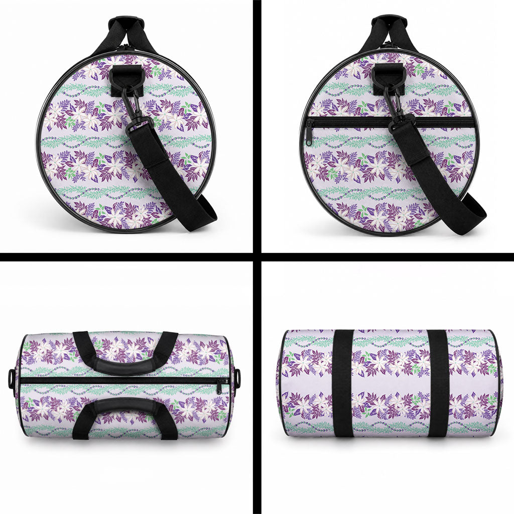 Monstera Tiare Plumeria Lei Pattern Duffle Bag Purple Version LT01 - Polynesian Pride