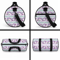 Monstera Tiare Plumeria Lei Pattern Duffle Bag Purple Version LT01 - Polynesian Pride