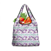 Monstera Tiare Plumeria Lei Pattern Grocery Bag Purple Version LT01 1-pack One Size Purple - Polynesian Pride
