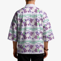 Monstera Tiare Plumeria Lei Pattern Kimono Purple Version LT01 - Polynesian Pride