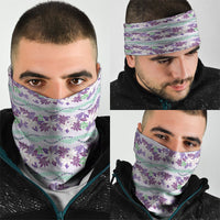 Monstera Tiare Plumeria Lei Pattern Neck Gaiter Purple Version LT01 - Polynesian Pride