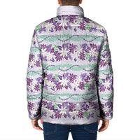 Monstera Tiare Plumeria Lei Pattern Padded Jacket Purple Version LT01 - Polynesian Pride