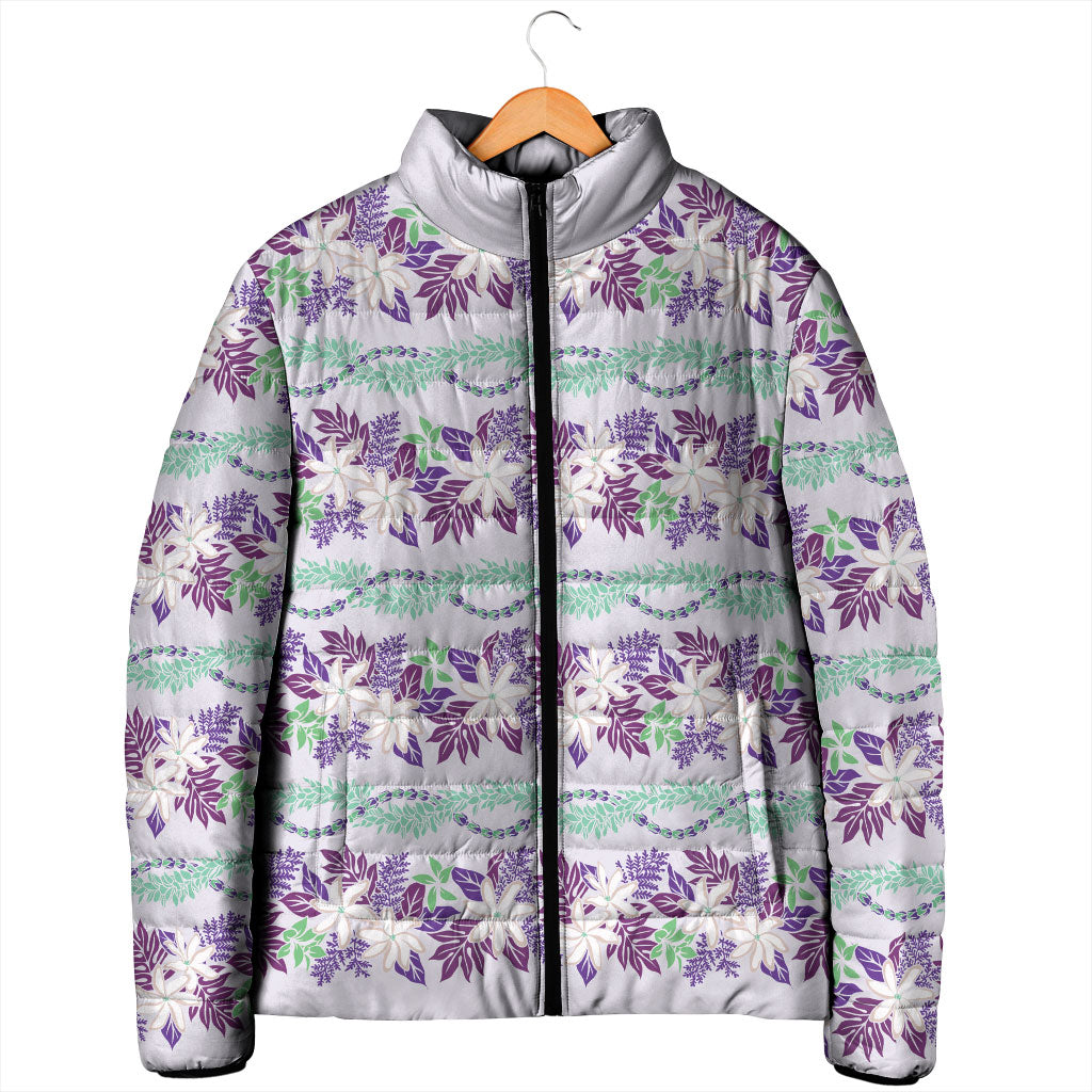 Monstera Tiare Plumeria Lei Pattern Padded Jacket Purple Version LT01 - Polynesian Pride