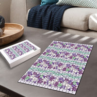 Monstera Tiare Plumeria Lei Pattern Puzzle Purple Version LT01 - Polynesian Pride