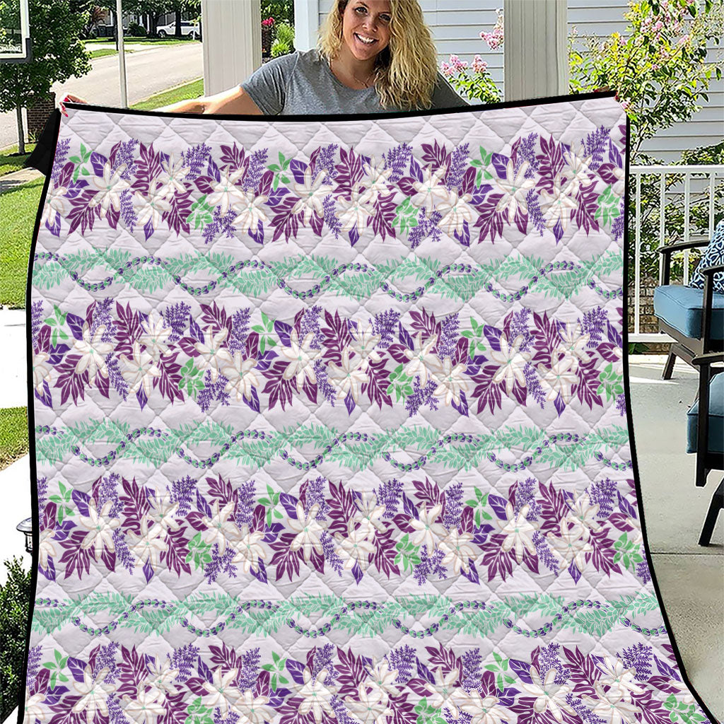 Monstera Tiare Plumeria Lei Pattern Quilt Purple Version LT01 Purple - Polynesian Pride