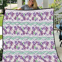 Monstera Tiare Plumeria Lei Pattern Quilt Purple Version LT01 Purple - Polynesian Pride