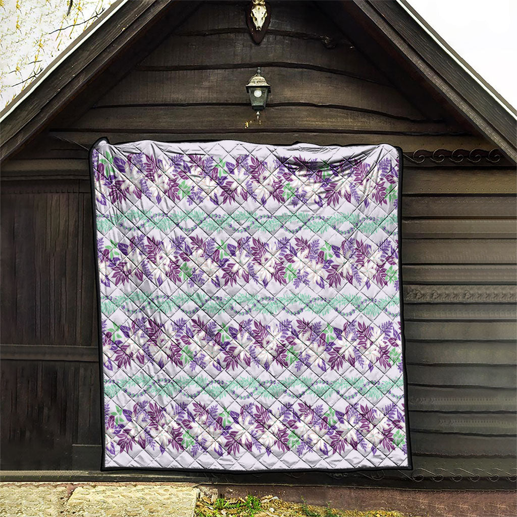 Monstera Tiare Plumeria Lei Pattern Quilt Purple Version LT01 - Polynesian Pride