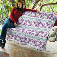 Monstera Tiare Plumeria Lei Pattern Quilt Purple Version LT01 - Polynesian Pride