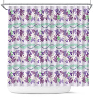 Monstera Tiare Plumeria Lei Pattern Shower Curtain Purple Version LT01 Purple - Polynesian Pride