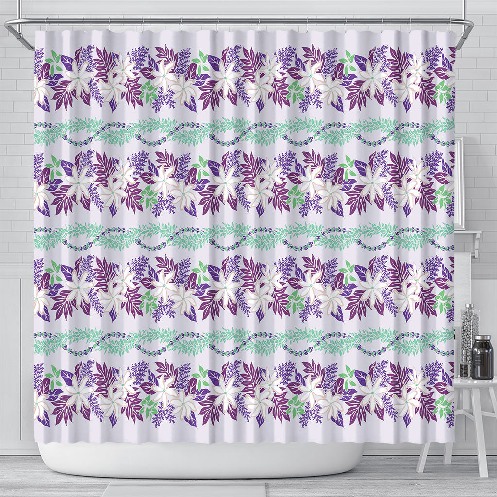 Monstera Tiare Plumeria Lei Pattern Shower Curtain Purple Version LT01 - Polynesian Pride