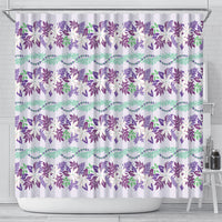 Monstera Tiare Plumeria Lei Pattern Shower Curtain Purple Version LT01 - Polynesian Pride