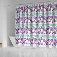 Monstera Tiare Plumeria Lei Pattern Shower Curtain Purple Version LT01 - Polynesian Pride