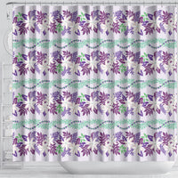 Monstera Tiare Plumeria Lei Pattern Shower Curtain Purple Version LT01 - Polynesian Pride