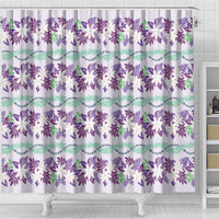 Monstera Tiare Plumeria Lei Pattern Shower Curtain Purple Version LT01 - Polynesian Pride