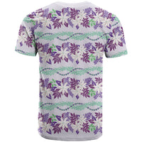 Monstera Tiare Plumeria Lei Pattern T Shirt Purple Version LT01 - Polynesian Pride