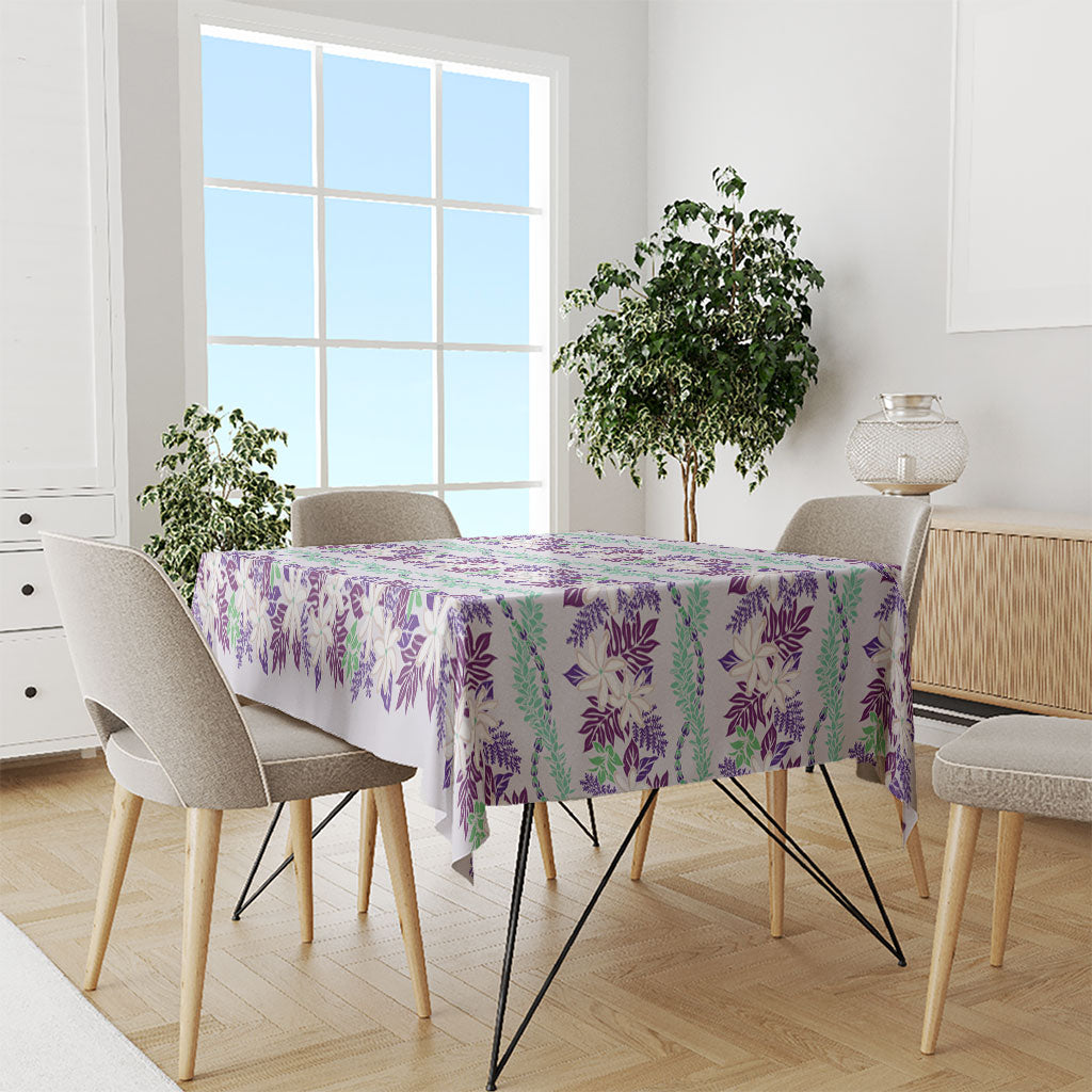 Monstera Tiare Plumeria Lei Pattern Tablecloth Purple Version LT01 - Polynesian Pride