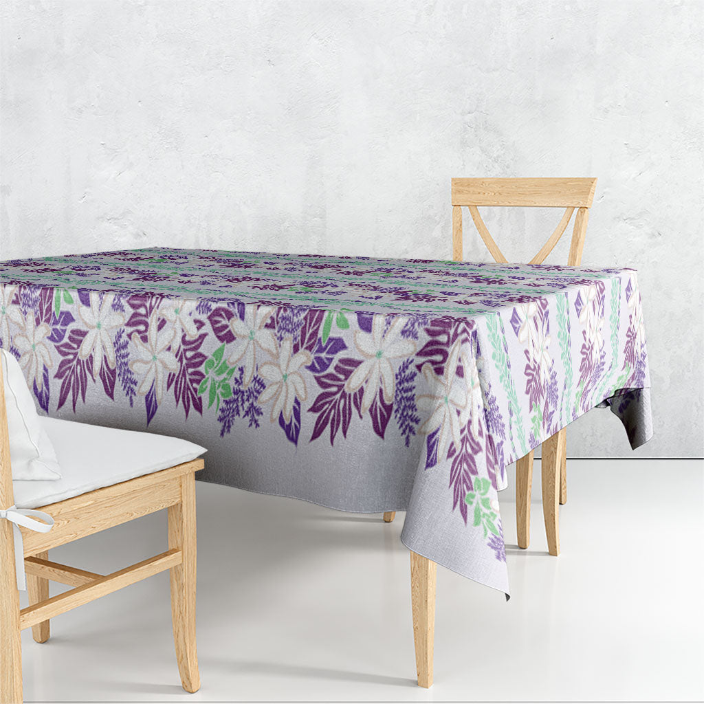 Monstera Tiare Plumeria Lei Pattern Tablecloth Purple Version LT01 - Polynesian Pride