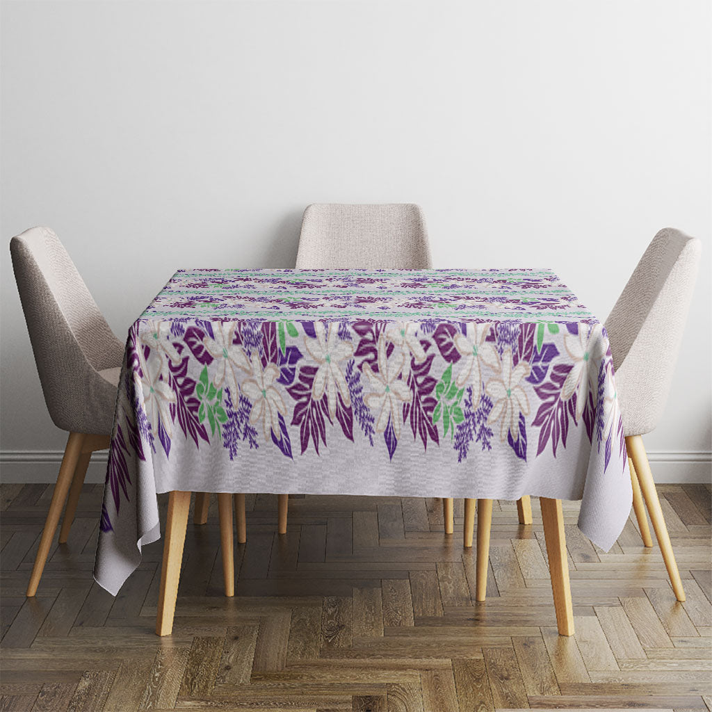 Monstera Tiare Plumeria Lei Pattern Tablecloth Purple Version LT01 - Polynesian Pride