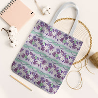 Monstera Tiare Plumeria Lei Pattern Tote Bag Purple Version LT01 White Strap One Size Purple - Polynesian Pride