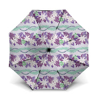 Monstera Tiare Plumeria Lei Pattern Umbrella Purple Version LT01 One Size Folded 11.42 inch Opened Diameter 37.4 inch Purple - Polynesian Pride