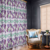 Monstera Tiare Plumeria Lei Pattern Window Curtain Purple Version LT01 - Polynesian Pride