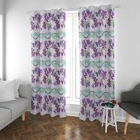 Monstera Tiare Plumeria Lei Pattern Window Curtain Purple Version LT01 With Grommets Purple - Polynesian Pride