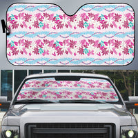 Monstera Tiare Plumeria Lei Pattern Auto Sun Shade Pink Version LT01 Pink - Polynesian Pride