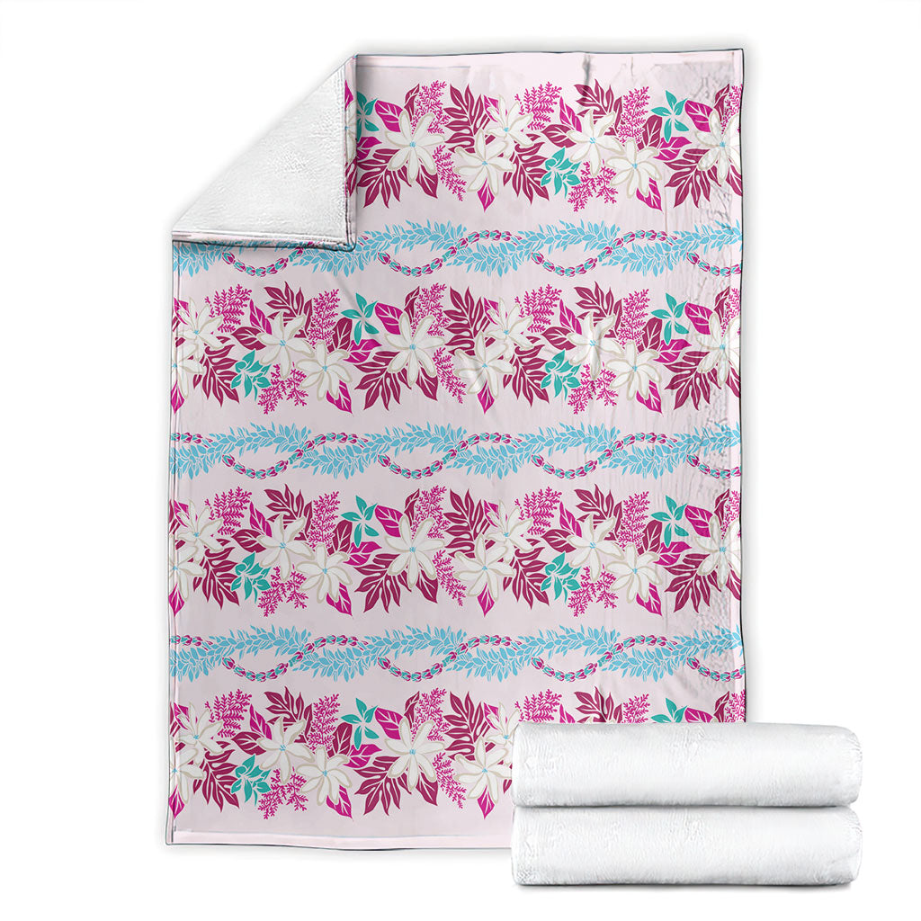 Monstera Tiare Plumeria Lei Pattern Blanket Pink Version LT01 - Polynesian Pride
