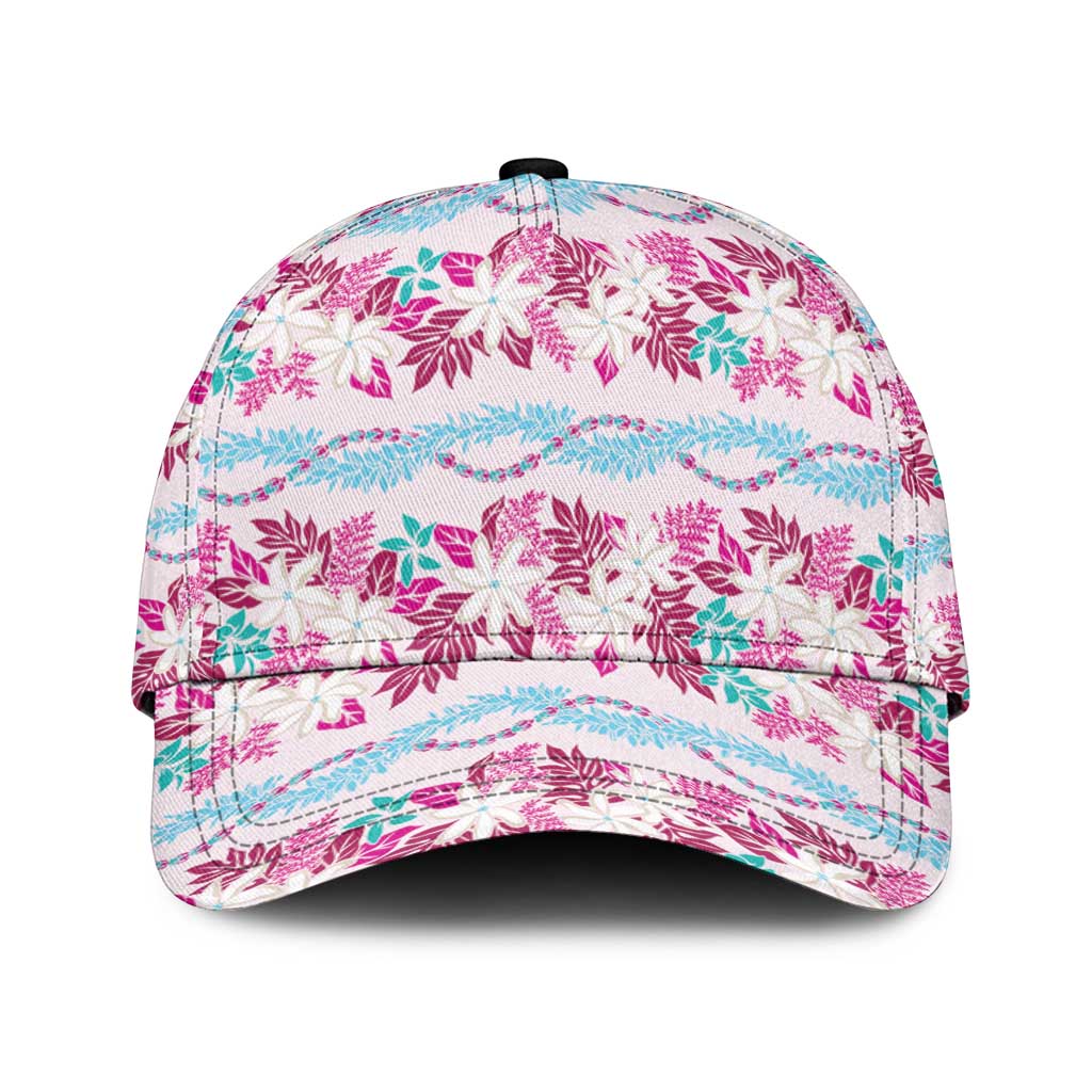 Monstera Tiare Plumeria Lei Pattern Classic Cap Pink Version LT01 Universal Fit Pink - Polynesian Pride