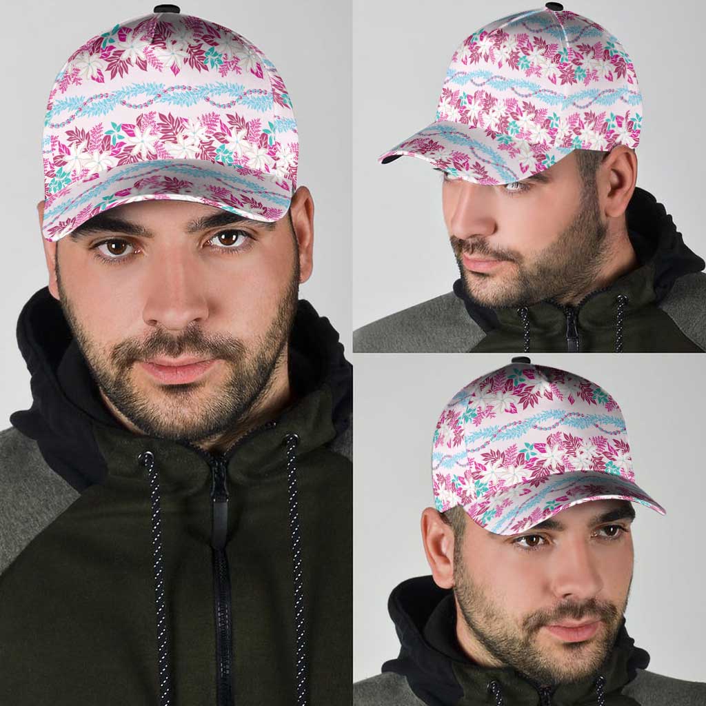 Monstera Tiare Plumeria Lei Pattern Classic Cap Pink Version LT01 - Polynesian Pride