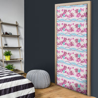 Monstera Tiare Plumeria Lei Pattern Door Cover Pink Version LT01 - Polynesian Pride