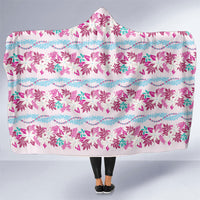 Monstera Tiare Plumeria Lei Pattern Hooded Blanket Pink Version LT01 One Size Pink - Polynesian Pride