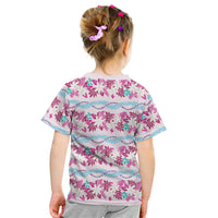 Monstera Tiare Plumeria Lei Pattern Kid T Shirt Pink Version LT01 - Polynesian Pride